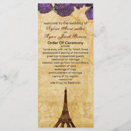 programa de casamento da Torre Eifel, uma vintagem
