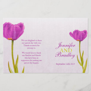 Programa de casamento da tulipa de tulipa roxa