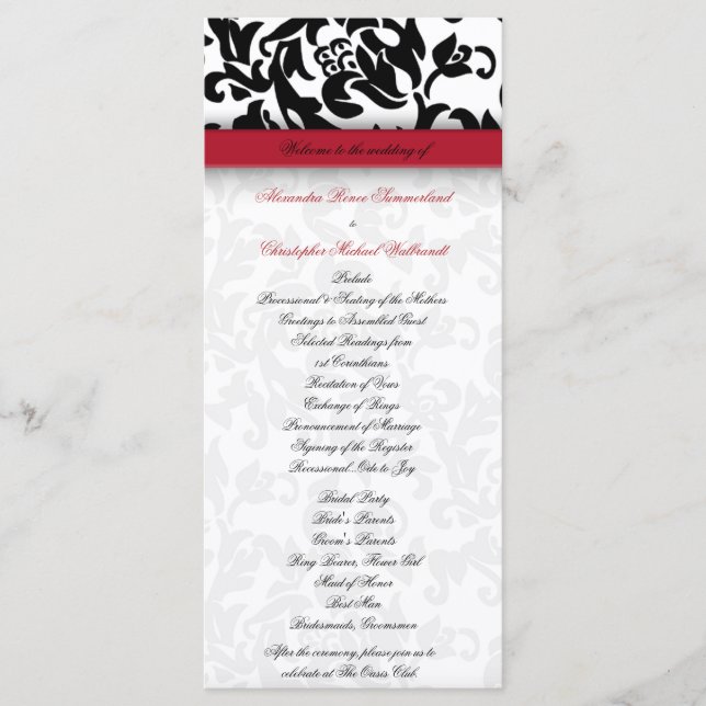 Programa de Casamento Damask Delight (Frente)