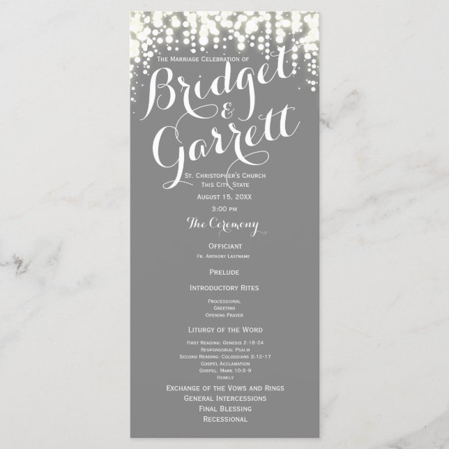 Programa de Casamento das Luzes das cinzas (Frente)