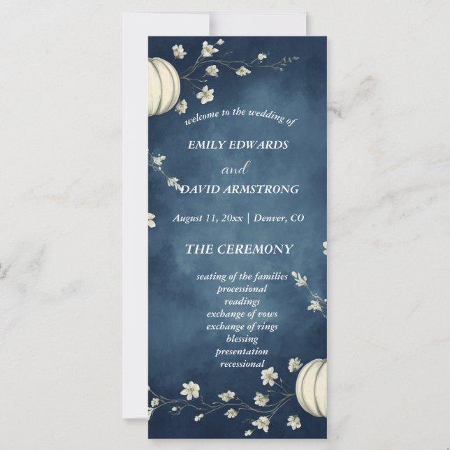 Programa de Casamento de Abóbora de Outono Azul Ma (Frente)