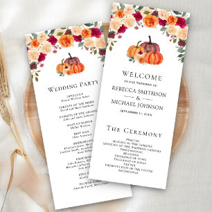 Programa de Casamento de Abóbora Floral Laranja Qu