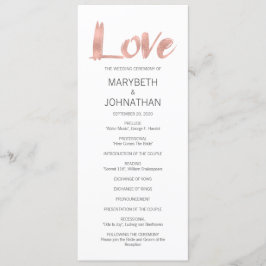 Programa de Casamento de Amor Dourado Moderno Rosa