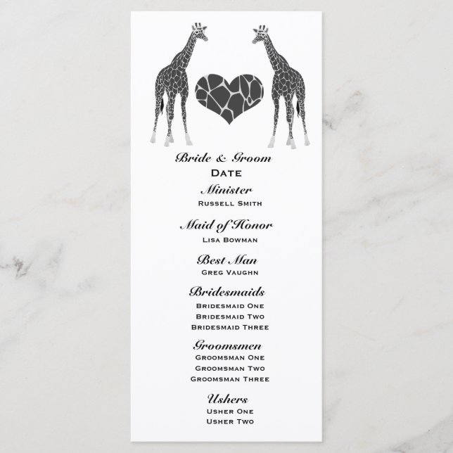 Programa de Casamento de Amor entre Giraffe (Frente)