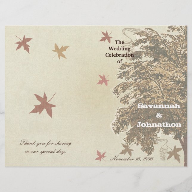 Programa de Casamento de Árvores de Brown Oak (Frente)