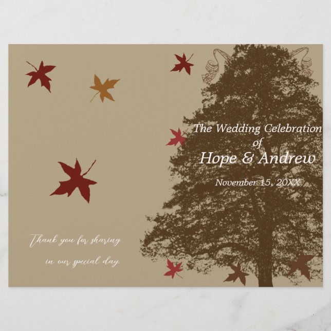 Programa de Casamento de Árvores de Brown Oak (Frente)