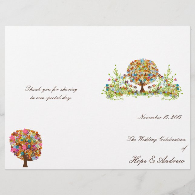Programa de Casamento de Árvores Flores (Frente)