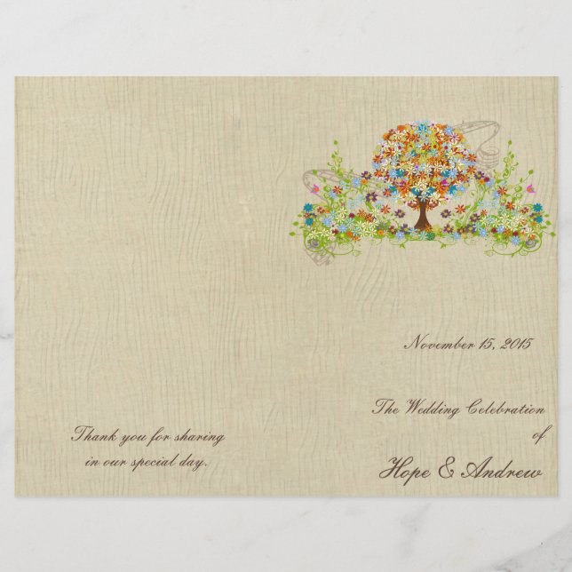 Programa de Casamento de Árvores Flores (Frente)
