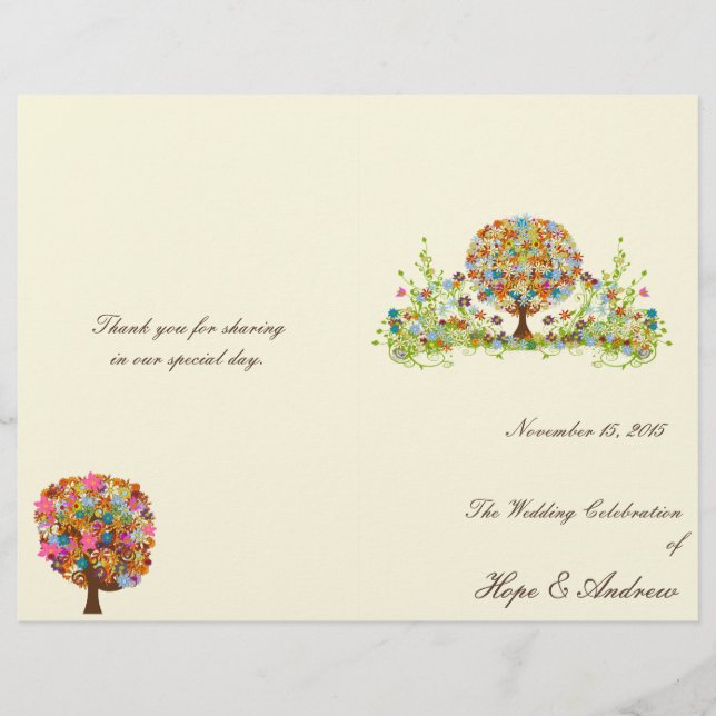 Programa de Casamento de Árvores Flores (Frente)