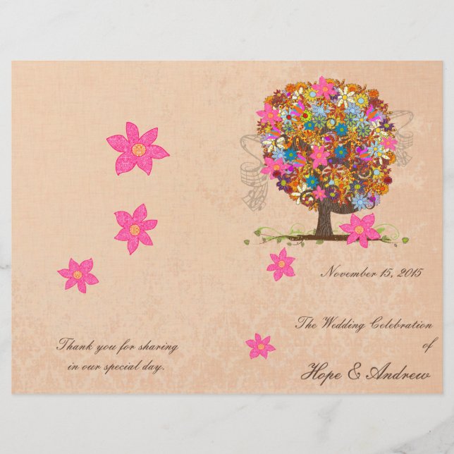 Programa de Casamento de Árvores Flores (Frente)