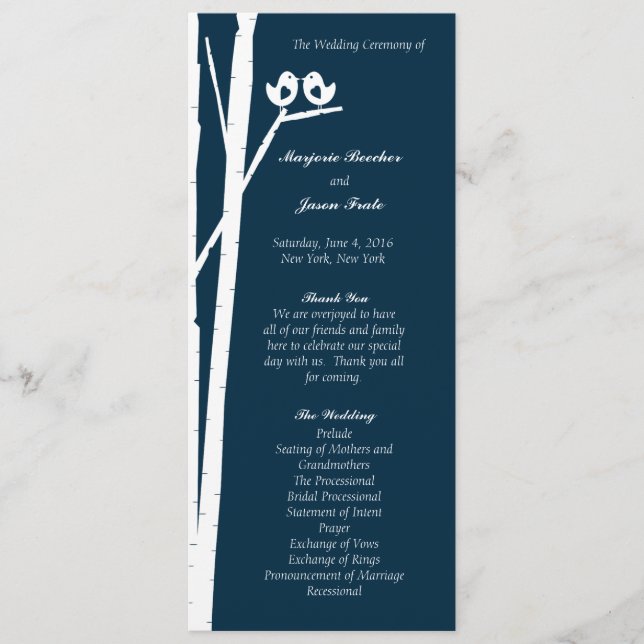 Programa de Casamento de Aves da Birchtree Blue (Frente)