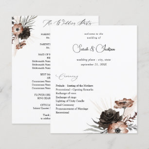 Programa de Casamento de Boho Preto e NaturalFlora