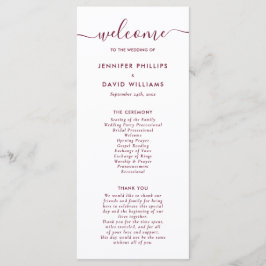 Programa de Casamento de Borgonha Moderna Elegante