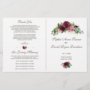 Programa de Casamento de Buquês de Flores Brancas