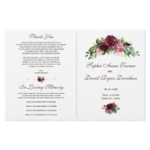 Programa de Casamento de Buquês Florais Watercolor