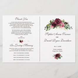 Programa de Casamento de Buquês Florais Watercolor