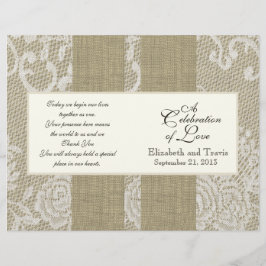 Programa de Casamento de Burlap e Lace