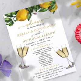 Programa de Casamento de Caligrafia Lemon Elegant