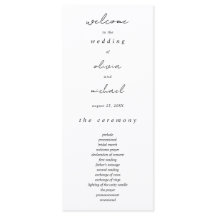Programa de Casamento de Caligrafia Minimalista