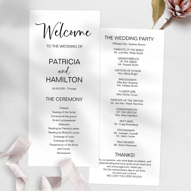 Programa de Casamento de Caligrafia Moderna Simple (Criador carregado)
