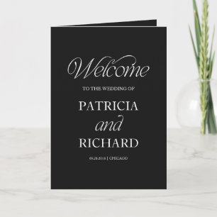 Programa de Casamento de Caligrafia Preto e Branco