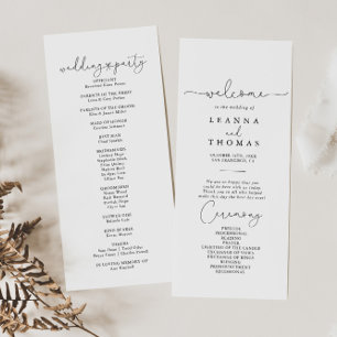 Programa de Casamento de Caligrafia Simples Elegan