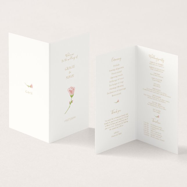Programa de Casamento de Cartões Dobrados por Rosa (Interior e exterior)