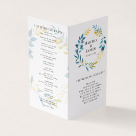Programa de Casamento de Cerimônia Dobrada de Azul