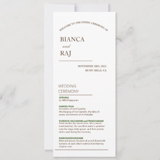 PROGRAMA DE CASAMENTO DE CERIMÔNIA HINDU