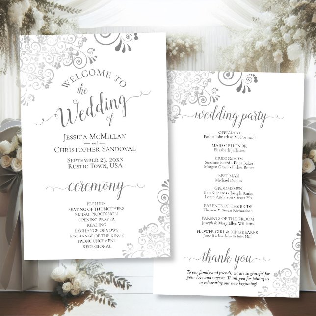 Programa de Casamento de Cinzas e Orçamento Branco (Front/Back)
