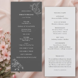 Programa de Casamento de Cinzas Florais Elegante