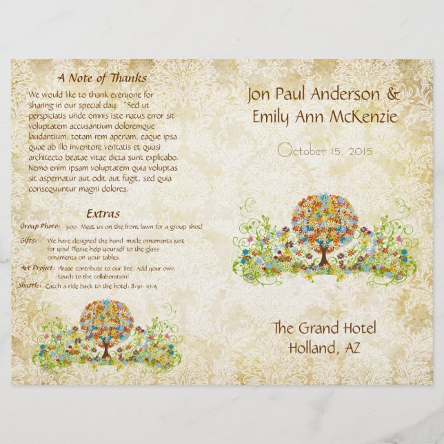 Programa de Casamento de Círculo Florestal de Amor (Frente)