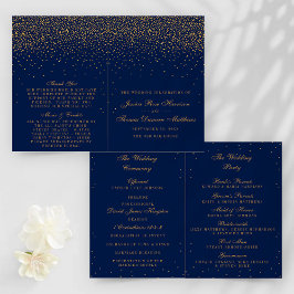 Programa de Casamento de Confetti Azul e Dourado G