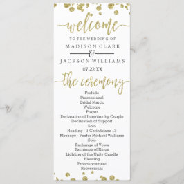 Programa de Casamento de Confetti Branco e Dourado
