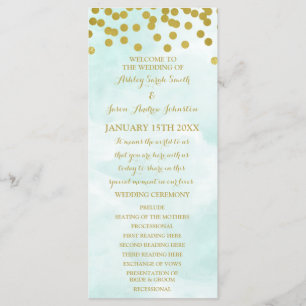Programa de Casamento de Confetti Dourado por Aqua