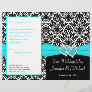 Programa de Casamento de Corações Azul Negro