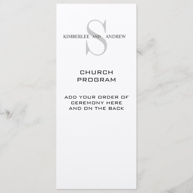 Programa de Casamento de Creme do Monograma (Frente)