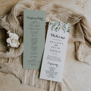 Programa de Casamento de Delícia de Foliagem Eucal