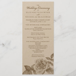 Programa de Casamento de Desenhos rosa na Sepia