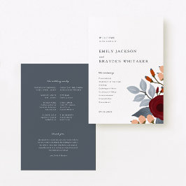 Programa de Casamento de Dusty Blue Wildflower
