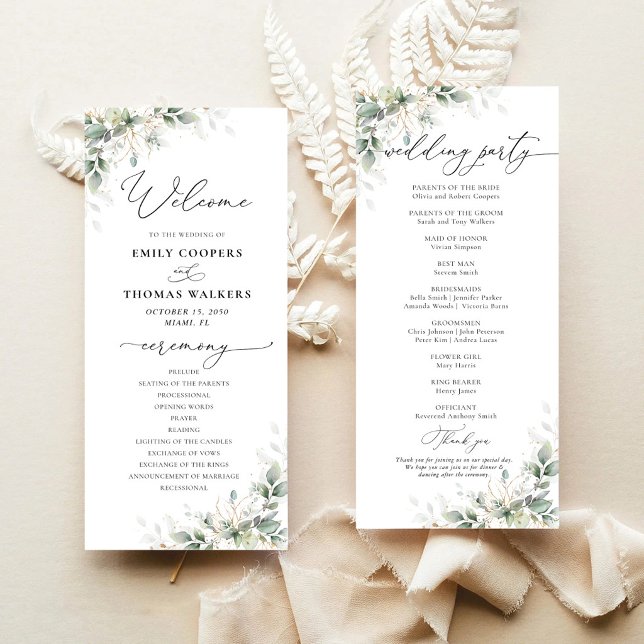 Programa de Casamento de Eucalipto Minimalista (Criador carregado)