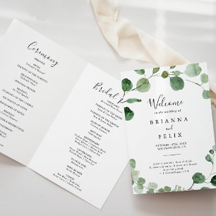 Programa de Casamento de Eucalipto Verde Minimalis