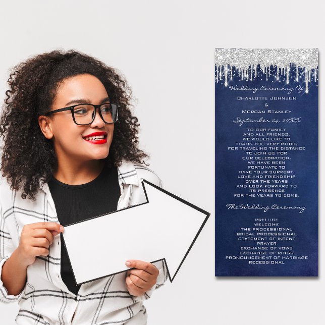 Programa de Casamento de Evento de Drivers de Prat (Silver Drips Event Wedding Program Formal Blue)