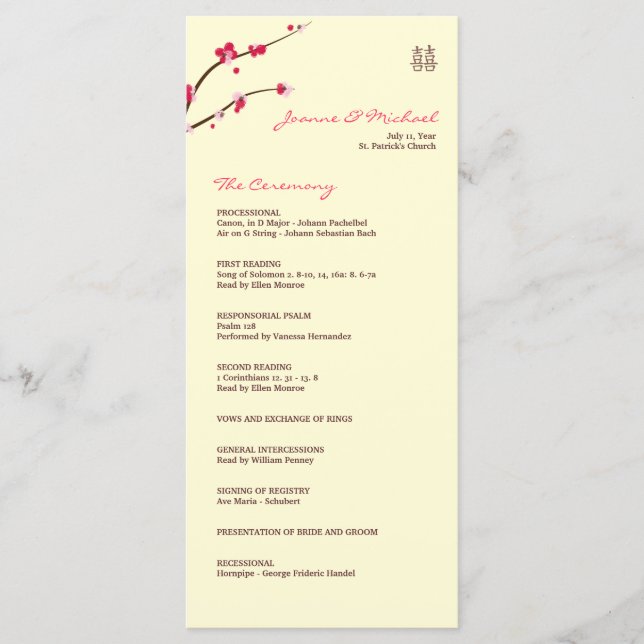 Programa de Casamento de Felicidade Dupla de Cherr (Frente)