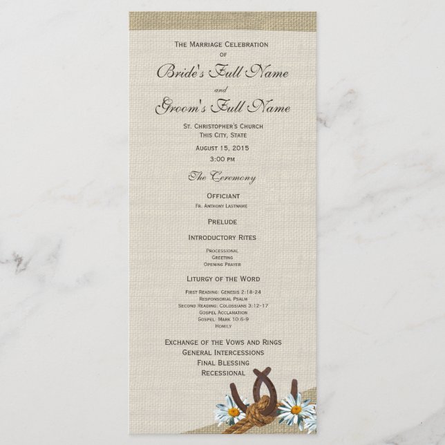 Programa de Casamento de Ferraduras e Margaridas O (Frente)