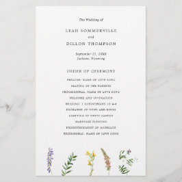 Programa de Casamento de Flor Silvestre Floral Rús