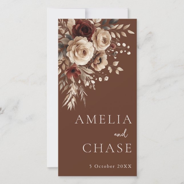 Programa de Casamento de Flores Boêmias Terracotta (Frente)