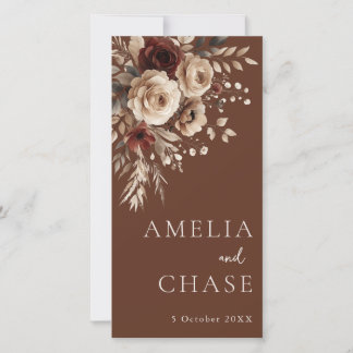 Programa de Casamento de Flores Boêmias Terracotta