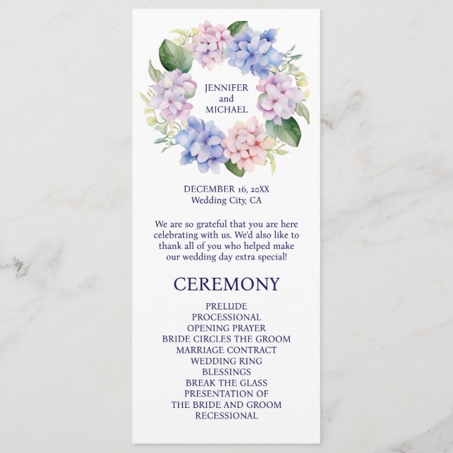 Programa de Casamento de Flores de Primavera Hydra (Frente)