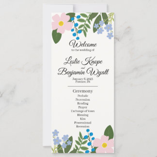 Programa de Casamento de Flores Rosa